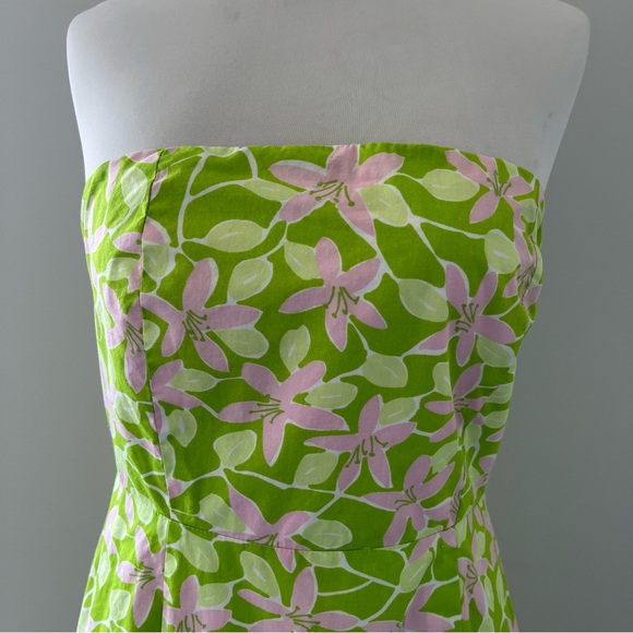 Lilly Pulitzer Green and White Strapless Dress - Picture 4 of 8